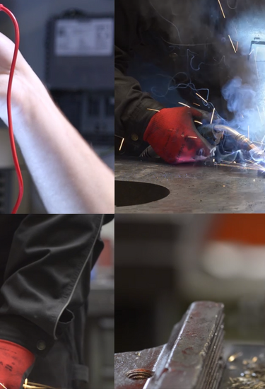 Collage aus vier Bildern mit verschiedenen Berufen