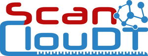 blue and red logo of ScanClouDT