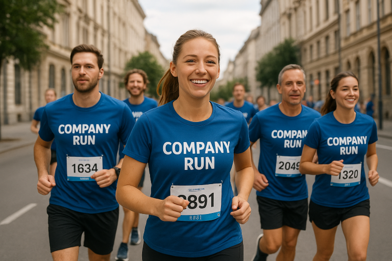 Menschen die bei einem Firmenlauf mitmachen
