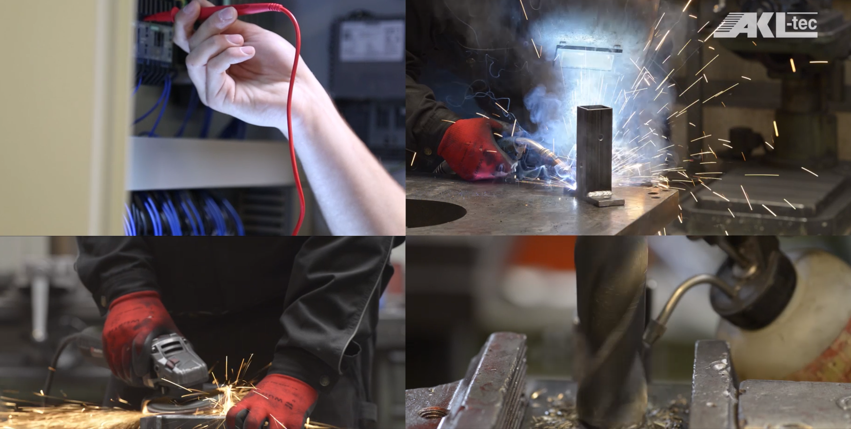 Collage aus vier Bildern mit verschiedenen Berufen